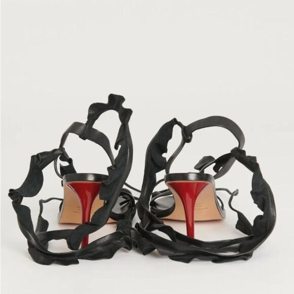 Isabel Marant Black Leather Ruffle Tie Detail size 37 Italy - Picture 2 of 12